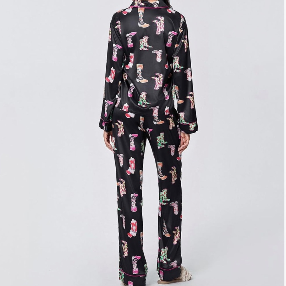 Amazon Black Pajama Set with Colorful Cowboy Boot Print - Picture 5 of 8